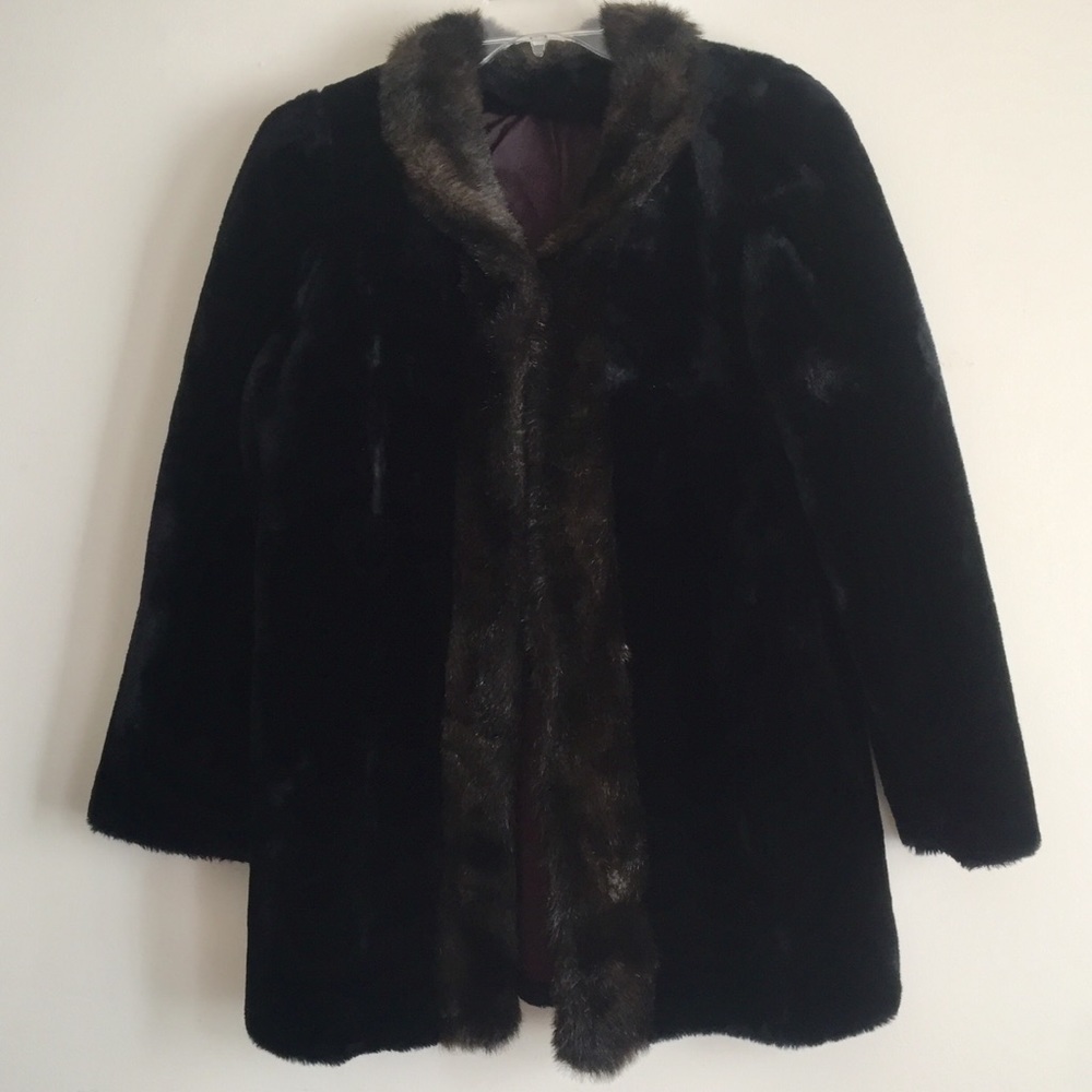 Vintage Mariel Black and Brown Faux Fur Jacket
